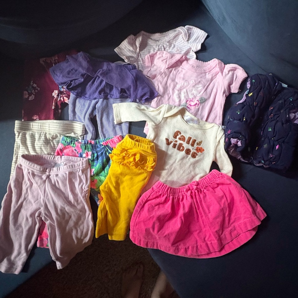 0-3 months used baby girl clothing lot bundle bulk baby girl